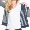 Lined Boyfriend Hoodie - Heather Grey with Stripes - Image 3