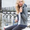 Lined Boyfriend Hoodie - Heather Grey with Stripes - Image 4