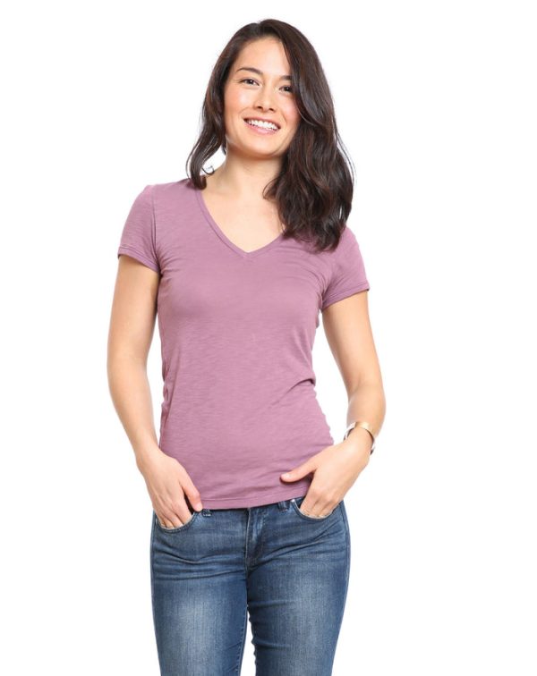 Slub V-Neck - Grape Shake