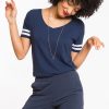 Varsity Stripe Martha V-Neck - Mood Indigo - Image 2