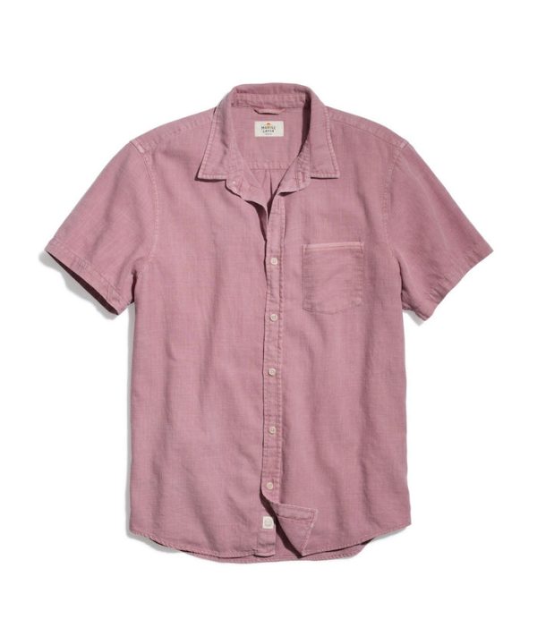 Short Sleeve Selvage Cotton Shirt in Dusty Pink