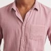 Short Sleeve Selvage Cotton Shirt in Dusty Pink - Image 4