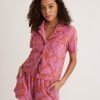 Terry Out Resort Shirt in Orange/Lavender Floral Print - Image 2