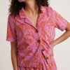 Terry Out Resort Shirt in Orange/Lavender Floral Print - Image 4