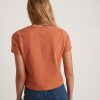 Rhea Lace Trim V-Neck Tee in Amber Brown - Image 4