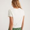 Rhea Lace Trim V-Neck Tee in Antique White - Image 4