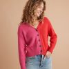 Robin Crop Cardigan in Bubblegum/Vermillion - Image 5