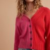 Robin Crop Cardigan in Bubblegum/Vermillion - Image 4