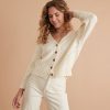 Robin Crop Cardigan in Ivory - Image 3