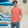 Short Sleeve Hemp Cotton Pocket Tee in Faded Rose - Image 6