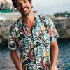 Short Sleeve Printed Resort Shirt in Natural Floral Print - Image 2