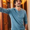 Vintage Heavy Slub Henley in Provincial Blue - Image 2