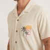 Short Sleeve Terry Out Resort Shirt in Creme Brulee Print - Image 3