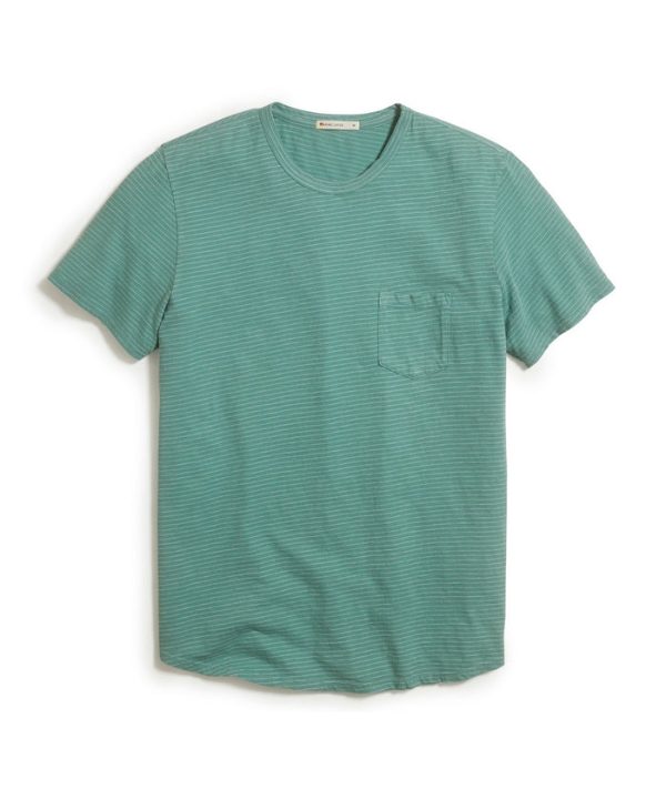 Saddle Hem Pocket Tee in Deep Sea Stripe