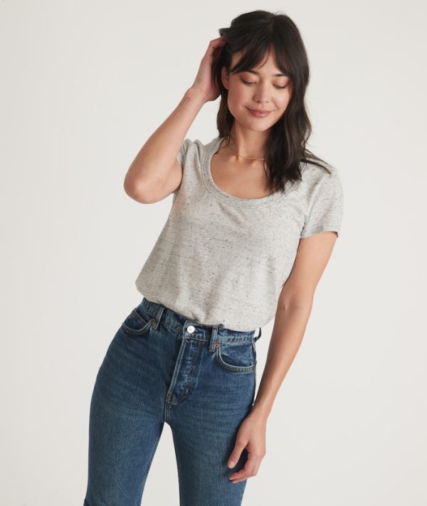 Scoop Neck Tee in Ash Neps