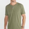 Shortsleeve Henley in Worn Olive - Image 2
