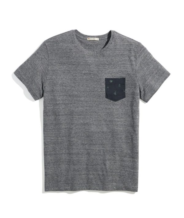 Signature Pocket Tee in Heather Grey Neps
