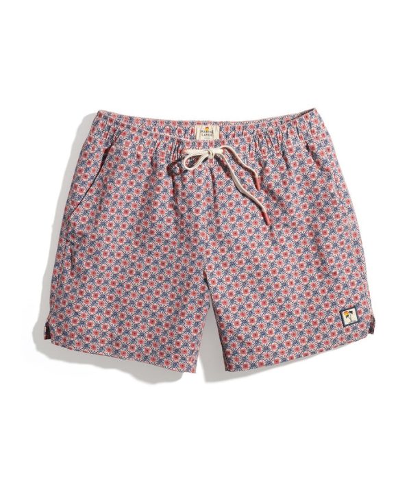 5" Swim Trunk in Faded Rose Geo Print