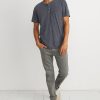 Short Sleeve Henley in Magnet/Black Stripe - Image 4