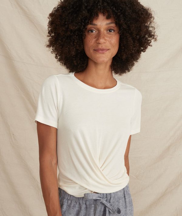 Brielle Front Twist Top in Cream White