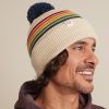 Glacier Pom Beanie in Tan/Multi Stripe - Image 2