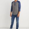 Baseball Henley in Heather Grey/Navy - Image 4