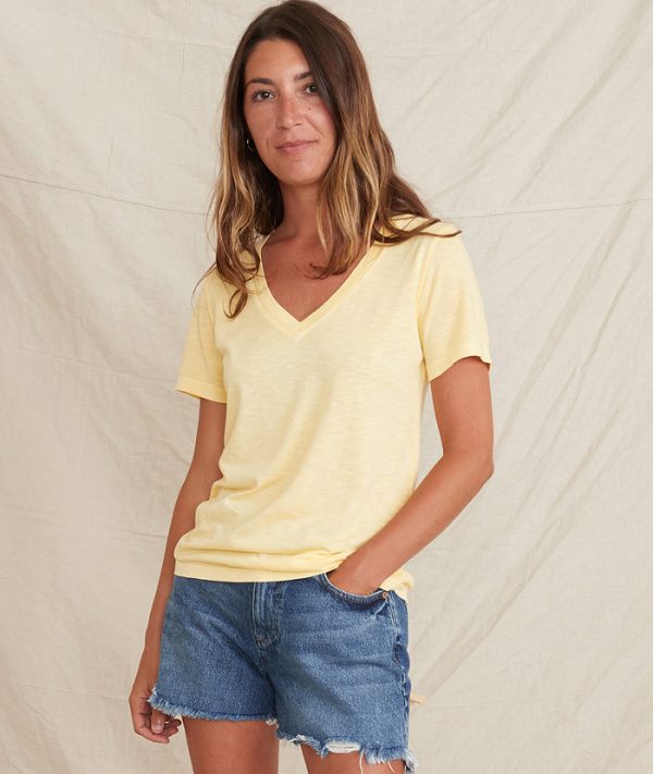 V-Neck Tee in Lemon Drop