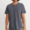 Short Sleeve Henley in Magnet/Black Stripe - Image 2