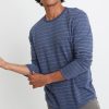Double Knit Long Sleeve Crew in Mood Indigo/White Stripe - Image 2