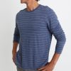 Double Knit Long Sleeve Crew in Mood Indigo/White Stripe - Image 4