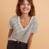 Boyfriend V-Neck in Natural/Black Stripe - Image 4