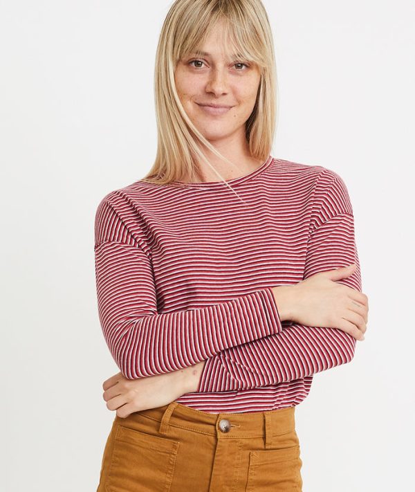 Merritt Crew in Mauve Multi Stripe