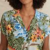 Malia Button Down in Blue Hawaiian Print - Image 2