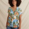 Malia Button Down in Blue Hawaiian Print - Image 4