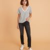 Boyfriend V-Neck in Natural/Black Stripe - Image 5