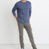 Double Knit Long Sleeve Crew in Mood Indigo/White Stripe - Image 3
