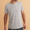 Re-Spun Stripe Crew in Heather Grey Multi Stripe - Image 2