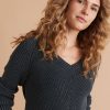 Ezra V-Neck Sweater in Anthracite - Image 3