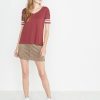 Varsity Stripe Tee in Merlot - Image 4