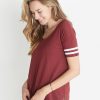 Varsity Stripe Tee in Merlot - Image 2