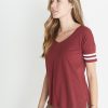 Varsity Stripe Tee in Merlot - Image 3