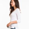 Longsleeve Slub Hi-Low Crewneck - White - Image 2