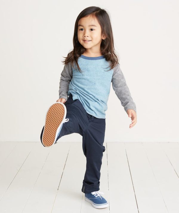 Mini Double Knit Baseball Raglan in Aegean Blue