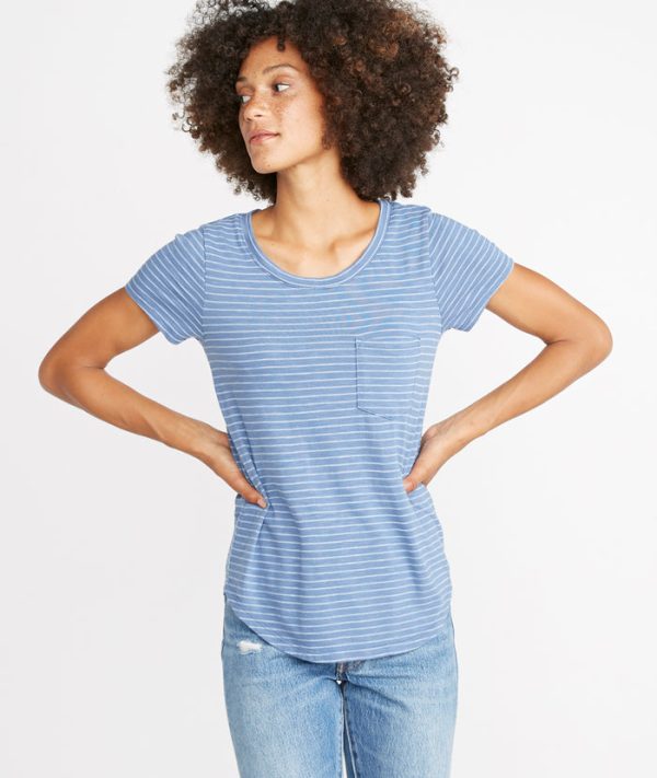 Boyfriend Saddle Tee in Blue/White