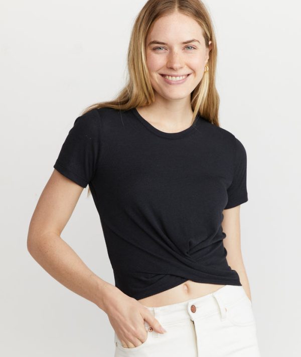 Twist Front Tee in Jet Black