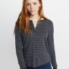 Double Knit Henley in Black/White Stripe - Image 3