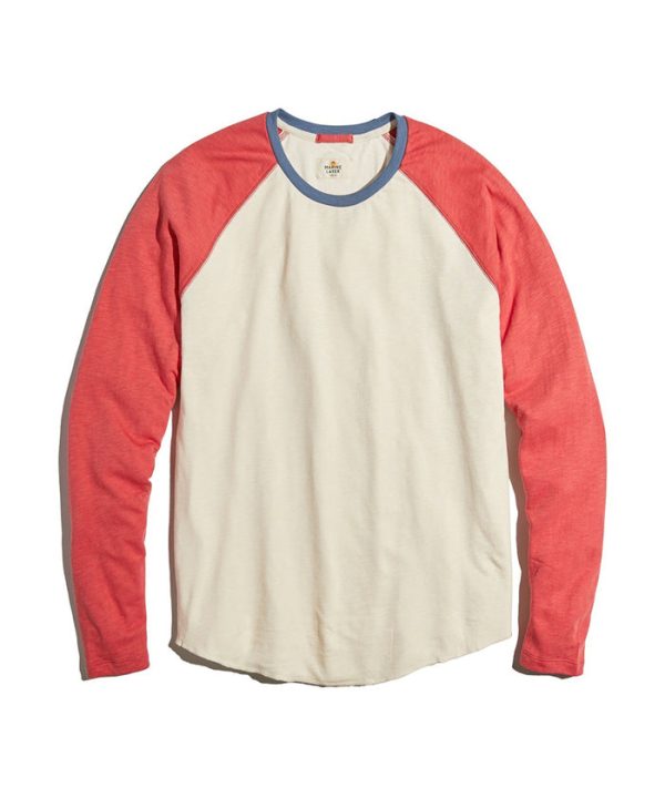 Double Knit Baseball Raglan in Antique White / Baked Apple