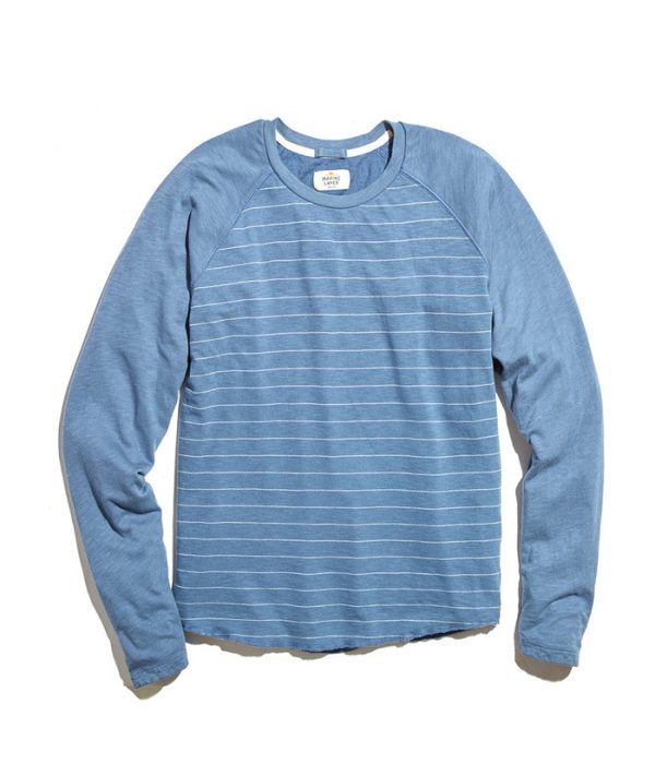 Double Knit Baseball Raglan in Vintage Indigo Stripe