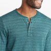 Double Knit Henley in Green/Blue Stripe - Image 3