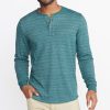 Double Knit Henley in Green/Blue Stripe - Image 2